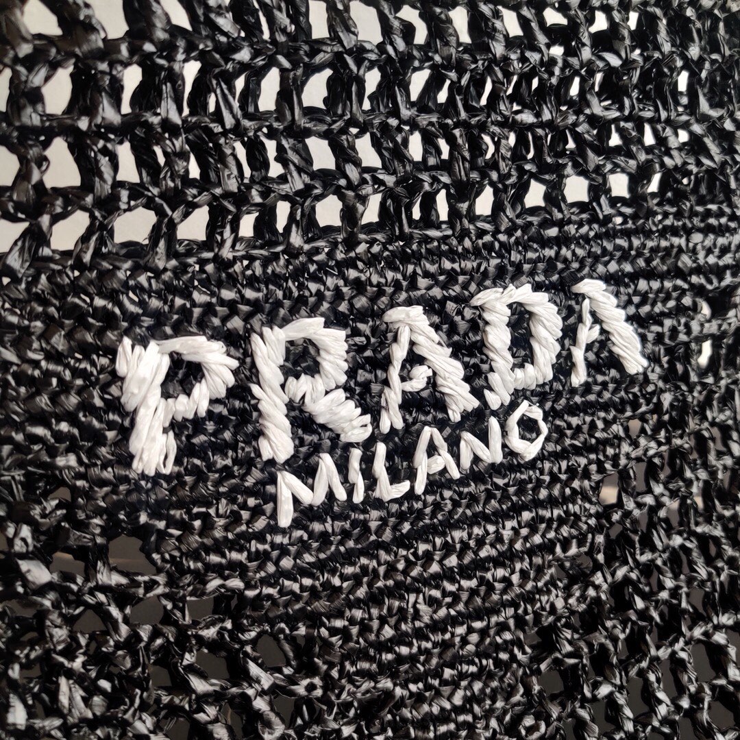 Prada Crochet Bag Tote Black 1BG393